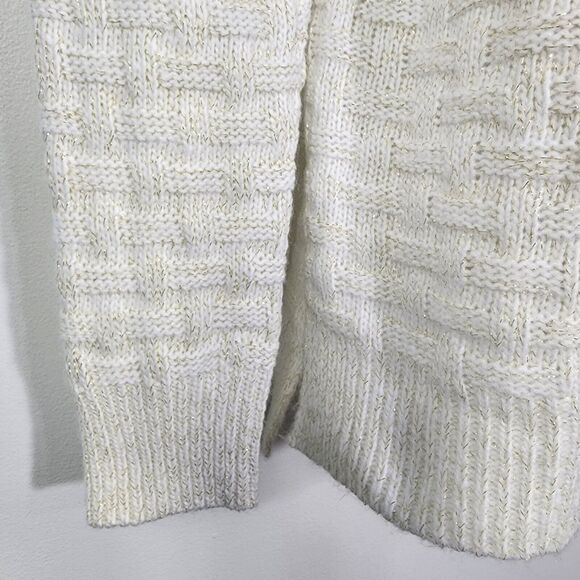 Maurices Womens Sweater Small Lurex Knit Pullover Basket Weave Crew Neck Ivory - Picture 6 of 11
